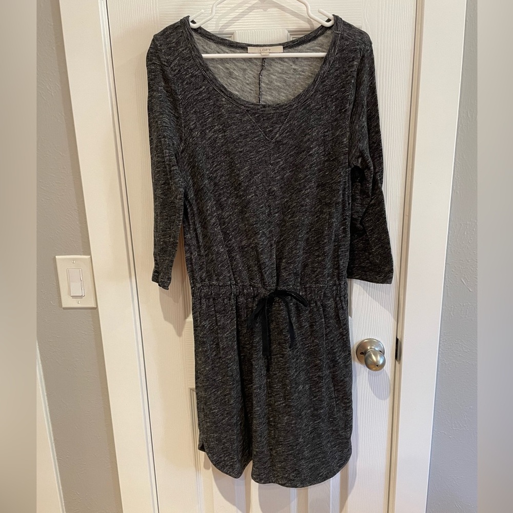 Loft Grey Drawstring Dress